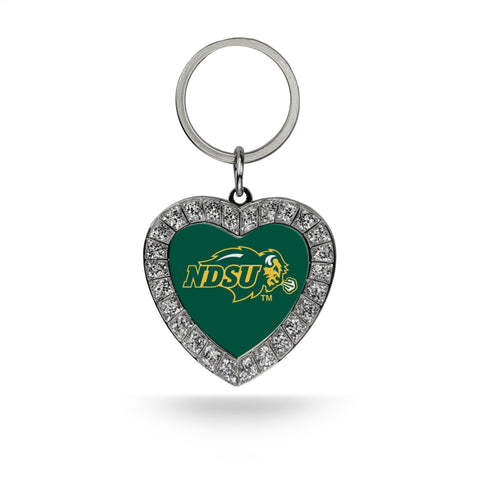 NDSU Bison Rhinestone Heart Keychain
