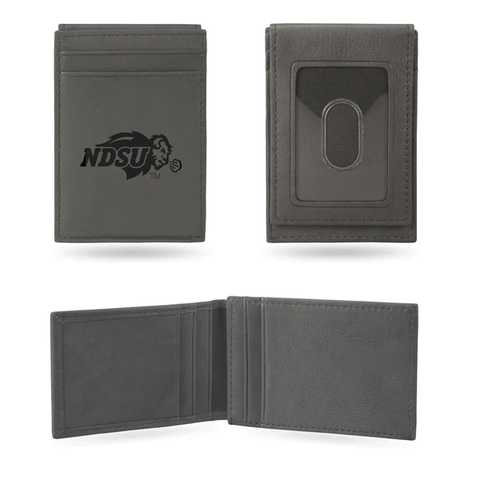 NDSU Laser Engraved Gray Front Pocket Wallet