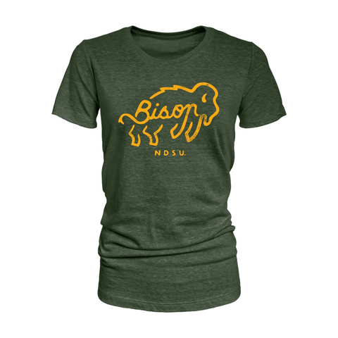 NDSU Bison "Sketch" Green Women's SS T-Shirt
