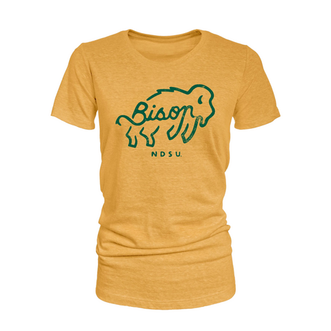 NDSU Bison "Sketch" Gold Women's SS T-Shirt