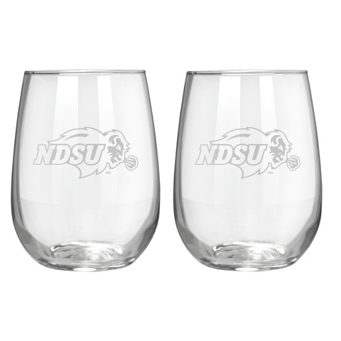 NDSU Bison 17 oz. Stemless Wine Glass Set of 2