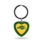 NDSU Bison Green Rhinestone Heart Keychain